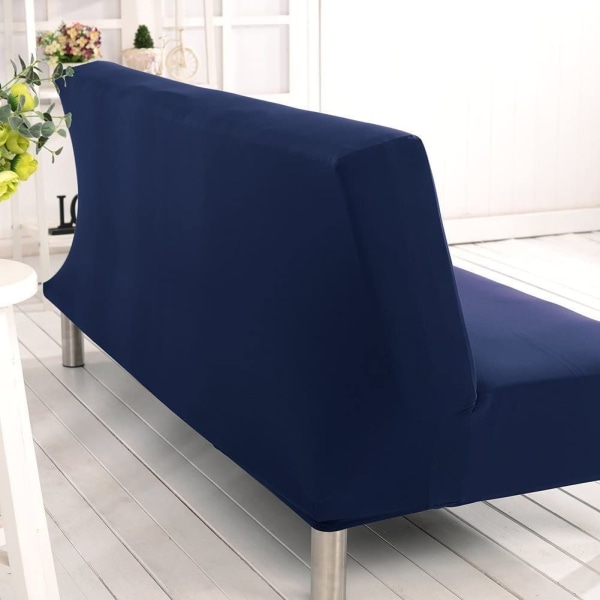 Elastinen Clic Clac cover 3 istuttavalle sohvalle, olohuoneen yksivärinen cover, laivastonsininen