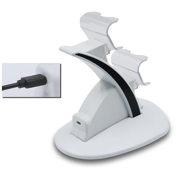 Ladestasjon lader for PS4-kontroller - Dualshock dockinglader (hvit) KLB