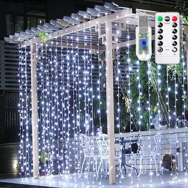 LED-lysgardin, 300 LED-er, 8 moduser, innendørs/utendørs KLB