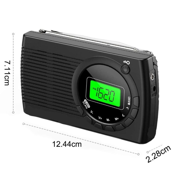 Tendak Liten Radio Batteridrevet FM/AM/SW, Mini Bærbar Radioer