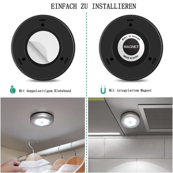 Nattlys med bevægelsessensor, 6 LED bevægelsessensor lys KLB