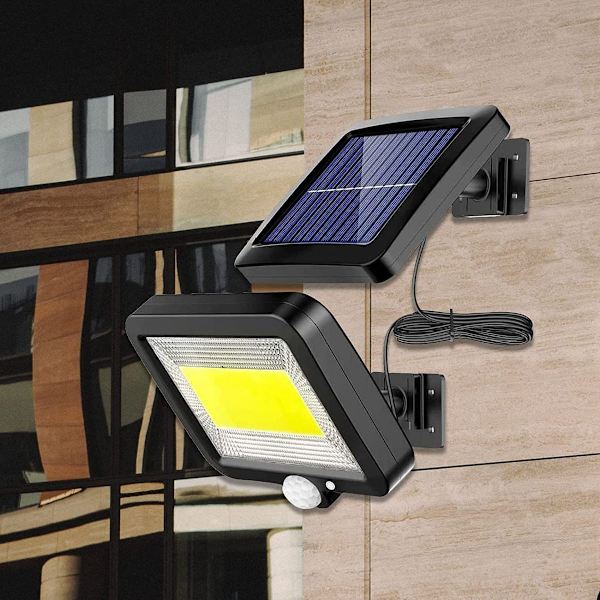 Solcelleflomlys med 100 LED, solcellelamper med bevegelsessensor, IP65 vanntett