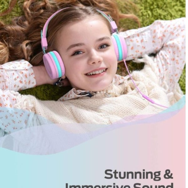Børnehovedtelefoner - Sammenfoldelig tangle Free Stereo 3,5 mm Jack Pink