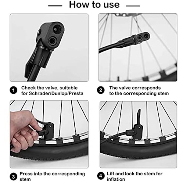Cykelpump fotpump med tryckmätare 140PSI | Mini bärbar | Röd