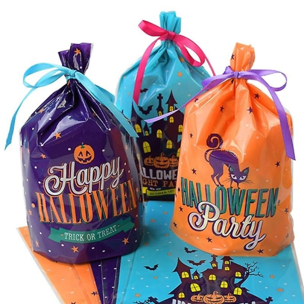50 stk Halloween slikposer Cookies gavepose Halloween fest dekoration Slik æsker Blå