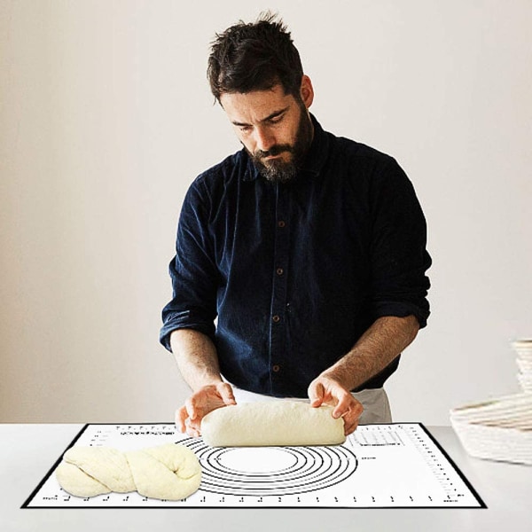 Bagemåtte silikone dejmåtte non-stick dejmåtte rulle anti-slip silikone måtte egnet til fondant pizzabund, bagemåtte køkkenarbejdsmåtte