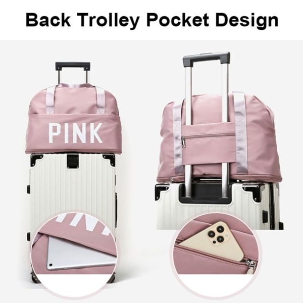 B-829 Multifunktionel Udvidelig Vandtæt Rejsetaske Håndtaske (Fuchsia)