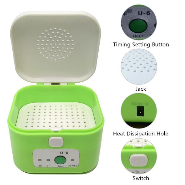 Høreapparat avfukter tørketrommel sterilisator etui holder, USB tørkeboks KLB