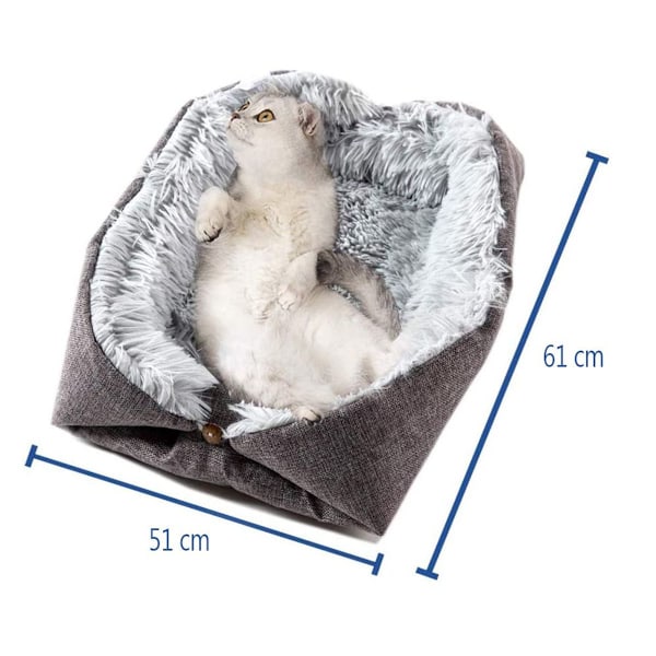 shimytop Katteseng Vaskbar Fluffy Kattepude - 2 i 1 Kattesoveplads Kat KLB