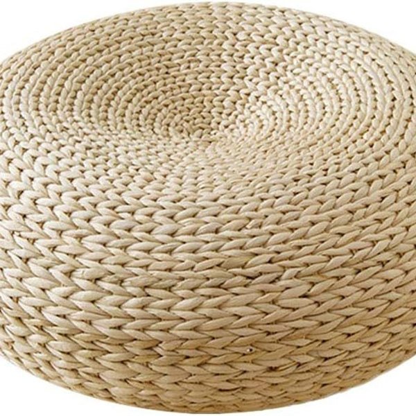 Håndvevd stråpute for meditasjon