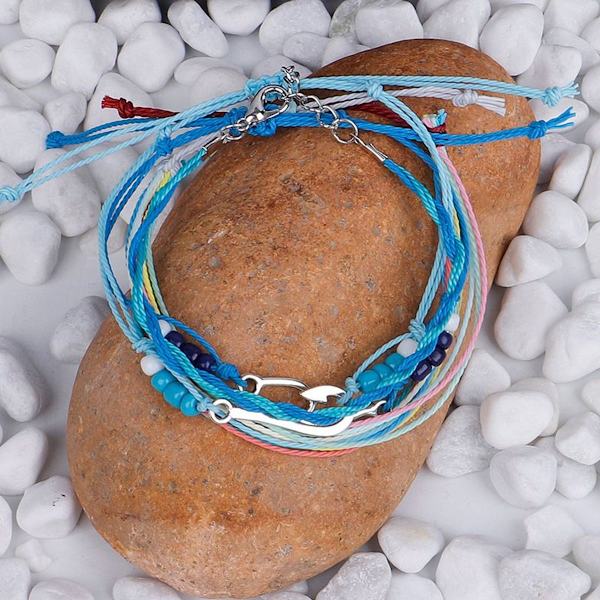 Dame bølge armbånd, flettet fiskekrog bølge