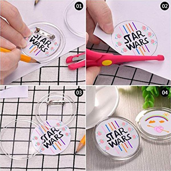 36 st Gör dina egna anpassningsbara knappar 44 mm stift för handgjorda DIY-idéer (36 st)-