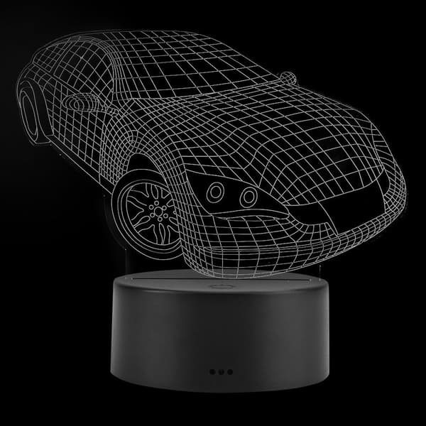V USB 3D illusjon visuell bil nattlampe 7 farger berøring KLB