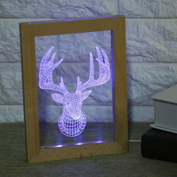 LED 3D natlampe skrivebordslampe akrylpanel mønsterlys KLB
