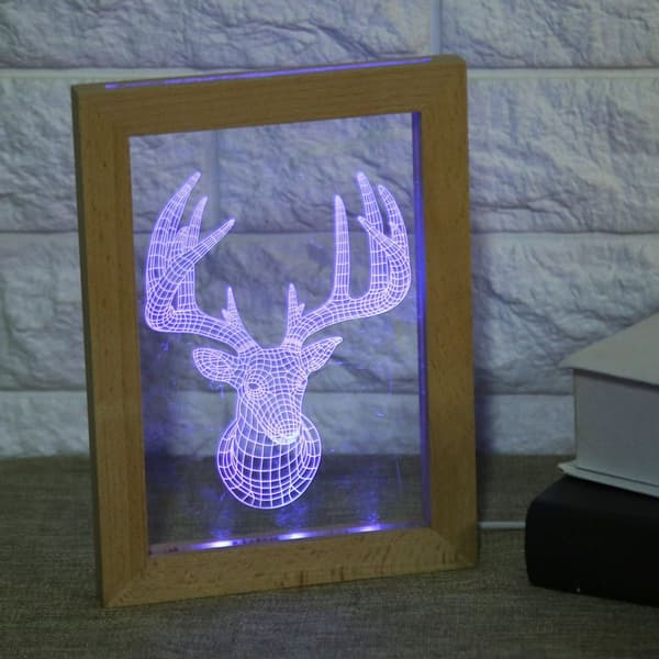 LED 3D nattlys skrivebordslampe akrylpanel mønsterlys KLB