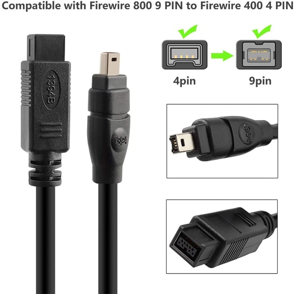 IEEE 1394 Firewire 800 till 400 Firewire Firewire 9 till 4 datakabel 1394 kabel KLB