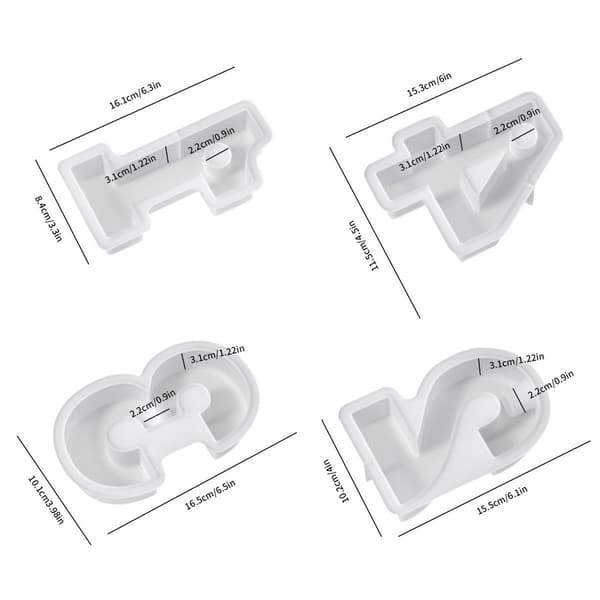 Pakke med 4 DIY-tall (1-4) lysestake silikonform lys