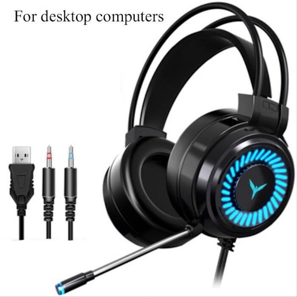 Gaming headset med 7.1 surround sound stereo, sort