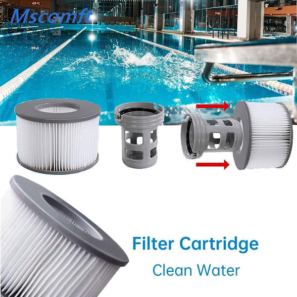 Swimming Mscomft 4-pak erstatningsfilter til MSPA boblebadfilter - filterpatron KLB
