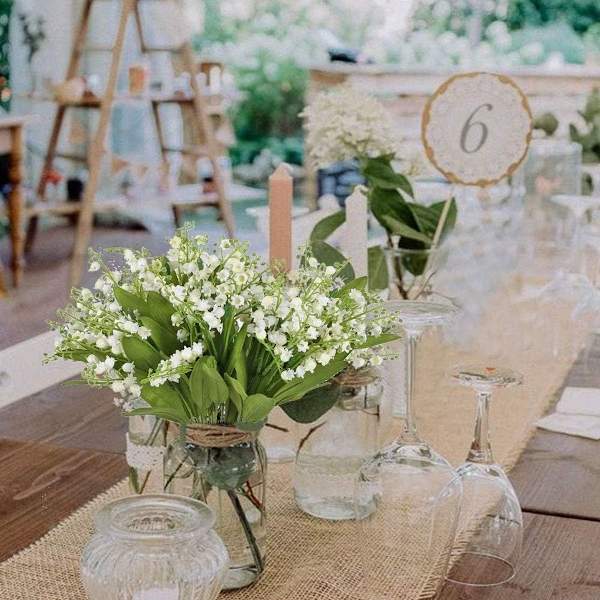 3PCS Konstgjorda Blommor Inomhus Utomhus Konstgjord Buske med Vita Blommor KLB