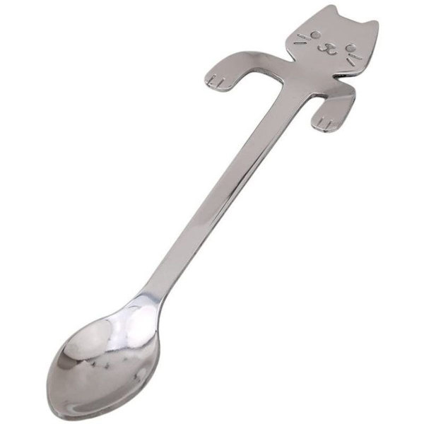 Mini rustfrit stål kaffeskeer \"Kat\" Sæt med 4 til te, suppe,