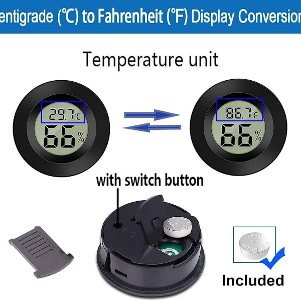 Mini digitalt hygrometer måler indendørs termometer, LCD-skærm