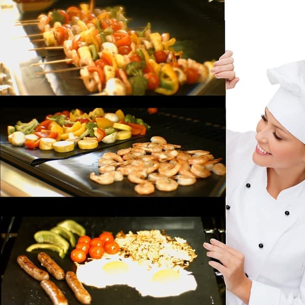 Sett med 5 Bakeplater BBQ Matte Grillplate Bakeplate Ovn 40 * 33cm for Elektrisk Kull Gass Grill