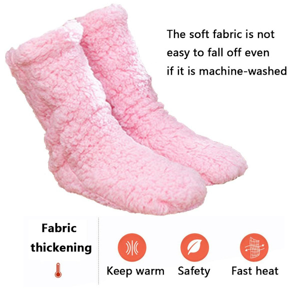Par vinterfluffiga rosa halkfria strumpor KLB