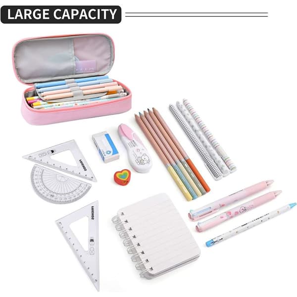 Stor Kapacitet Studerende Stationery Blyant Etui Pink KLB