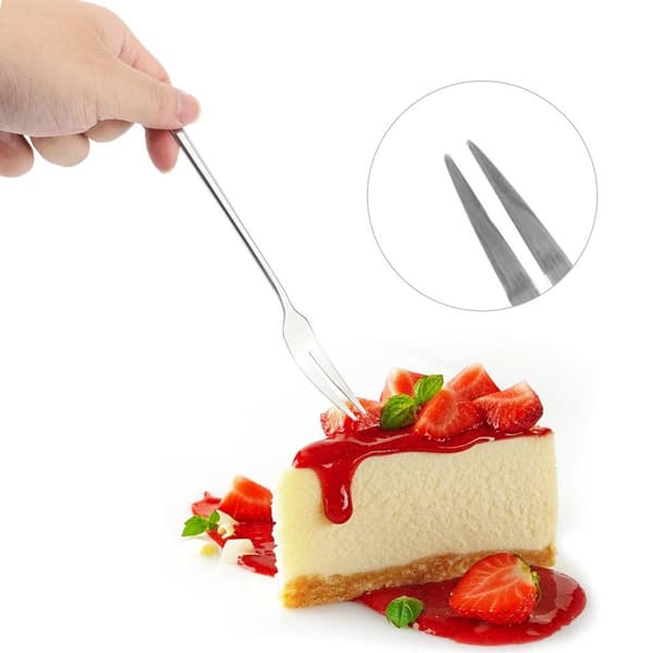 Rustfritt stålgaffel for frukt, kake, dessert, hjemmelaget mat KLB