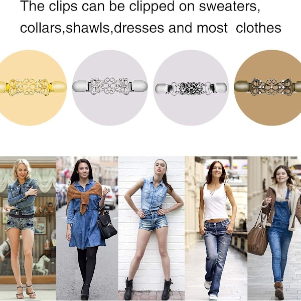 4 stk Retro Cardigan Klips, Genser Krage Klips, Skjerf Klips, Kjole Skjerf Klips KLB