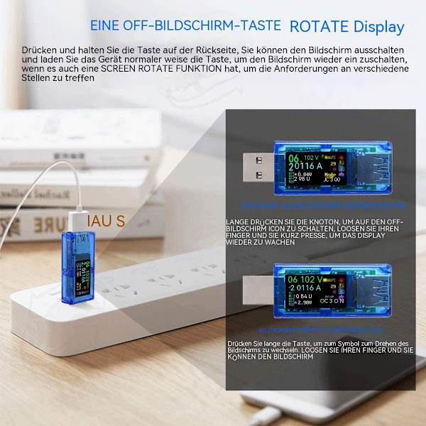 USB 3,0 Tester Multimeter 3,7-30V 0-4A USB Spannungsprüfer AT34 KLB