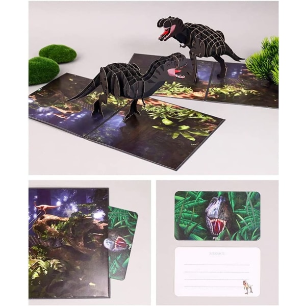 Fødselsdagskort gave til dine forældre (tyrannosaurus), venner og elskere, 3D pop-up lykønskningskort -