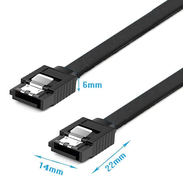 SATA III-kabel, 1 stk., 6 Gbps, lige, HDD-sort KLB