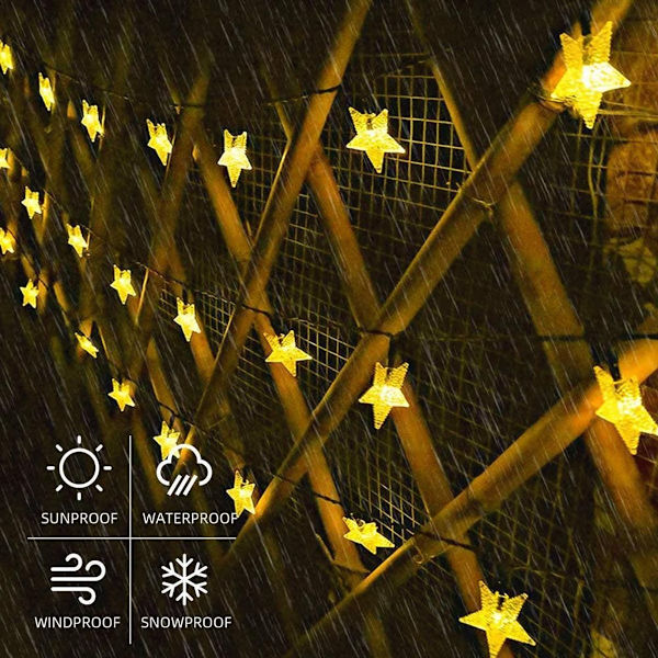 Utendørs solcellelysslynge 7m 50 LED 10m 100 LED KLB