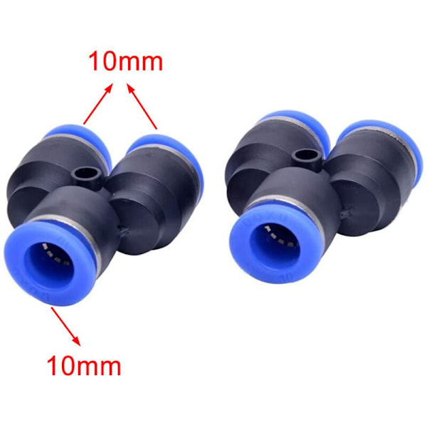Way Tee Air Pneumatisk 10stk Y-formet Reducering Tee Plast Pneumatiske Tee Samlinger til Have Vandrør Højtryks Hurtige Samlinger (Størrelse: PY-10) KLB