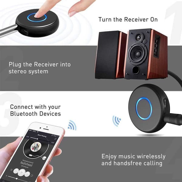 Bluetooth Aux-adapter for bil Bluetooth 4.2-mottaker, trådløs lyd KLB