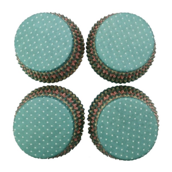 Bakad form Bottenbricka 100 bitar tårta Pappersbricka Printed Muffinskopp Tårtapapperskopp (grön flampunkt)