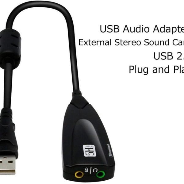 Eksternt USB-lydkort for datamaskin USB-lydstereoadapter for eksternt