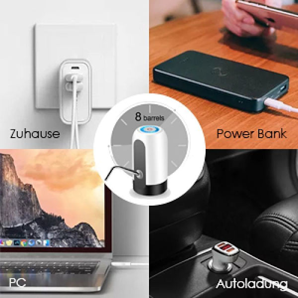 Sähköinen vedenjakaja, kannettava USB-lataus, 5 gallonan vesipullon vesipumppu