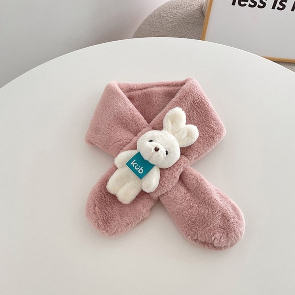 Barnens halsduk mjuk varm stickad nackvärmare vinter klassisk halsduk för pojkar rosa KLB