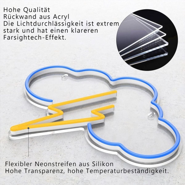 Neon-kyltti, akryylipilvi-neon, paristo- tai USB-käyttöinen neon, KLB