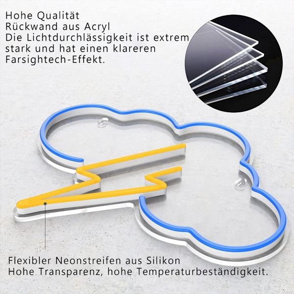 Neon skylt, akryl moln neon, batteri eller USB-driven neon, KLB