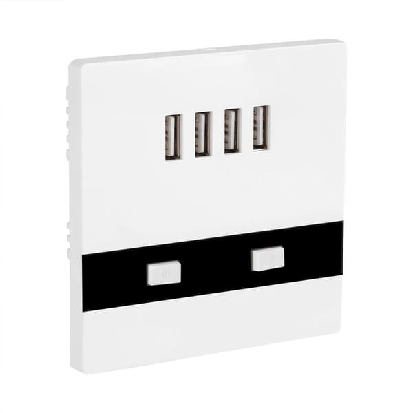 4 porte LED lys USB oplader vægstikkontakt ladestation KLB