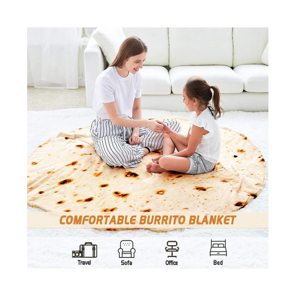 Burritos-tæppe dobbeltsidet kæmpestortilla-meletæppe Nyheds-tortilla-tæppe til din familie