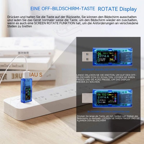 USB 3.0 Tester Multimeter 3.7 - 30 V 0-4A USB Spændingstester USB Digital