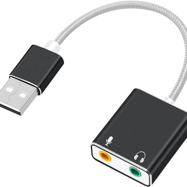 Extern USB stereoljudkortadapter tillverkad av aluminium, nylon