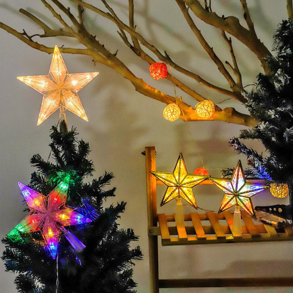 Christmas Tree Topper Plastic Star Led Light Usb-drevet Treetop Lamp (farge)