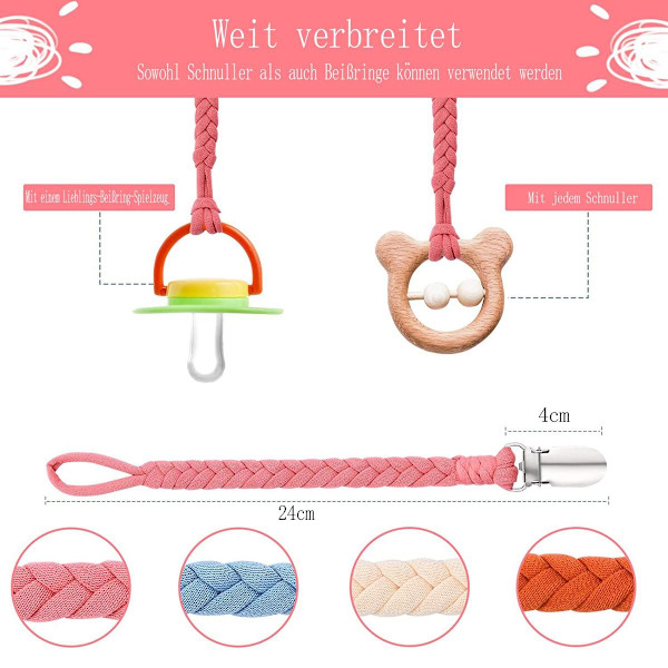 Basicslife Baby Dummy Chain, 4 Pack BPA-Free Dummy Holder Linneset, Passar Alla KLB
