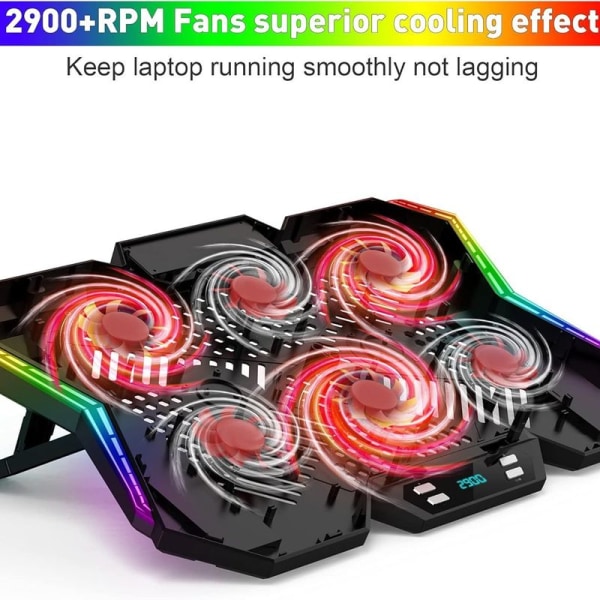 RGB laptop kylplatta, justerbara fläktar